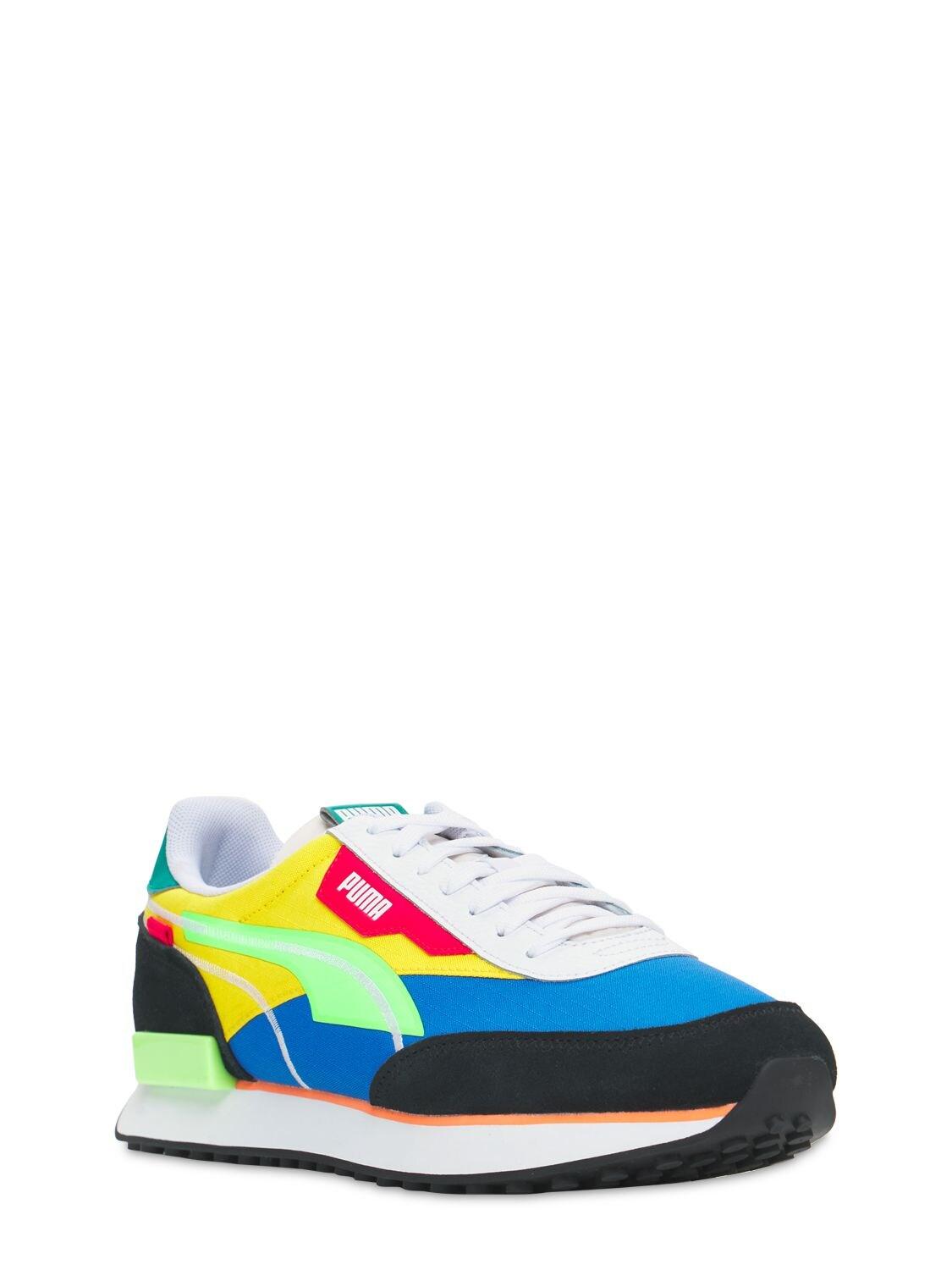 Puma Suede Future Rider Twofold Sd Pop Sneakers In Yellow Blue Blue For Men Lyst