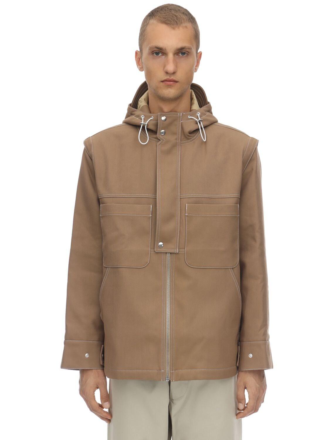Jacquemus Hooded Cotton Blend Canvas Jacket in Beige (Natural) for Men ...