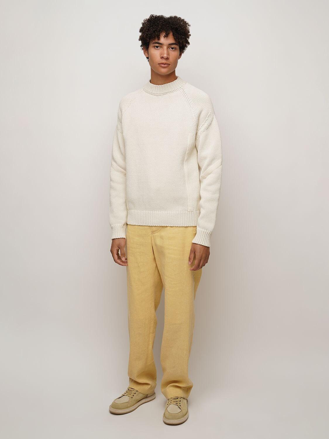 Jacquemus Le Pull Grain Cotton Knit Sweater in White for Men - Lyst