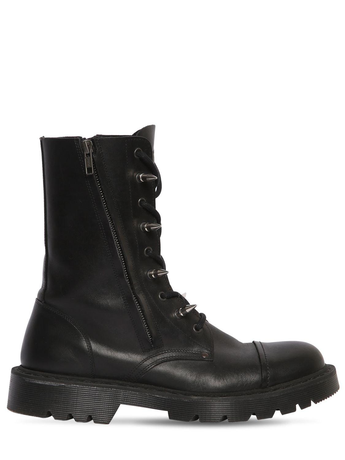 Vetements Leather Spiked Army Boots in Black for Men Lyst UK