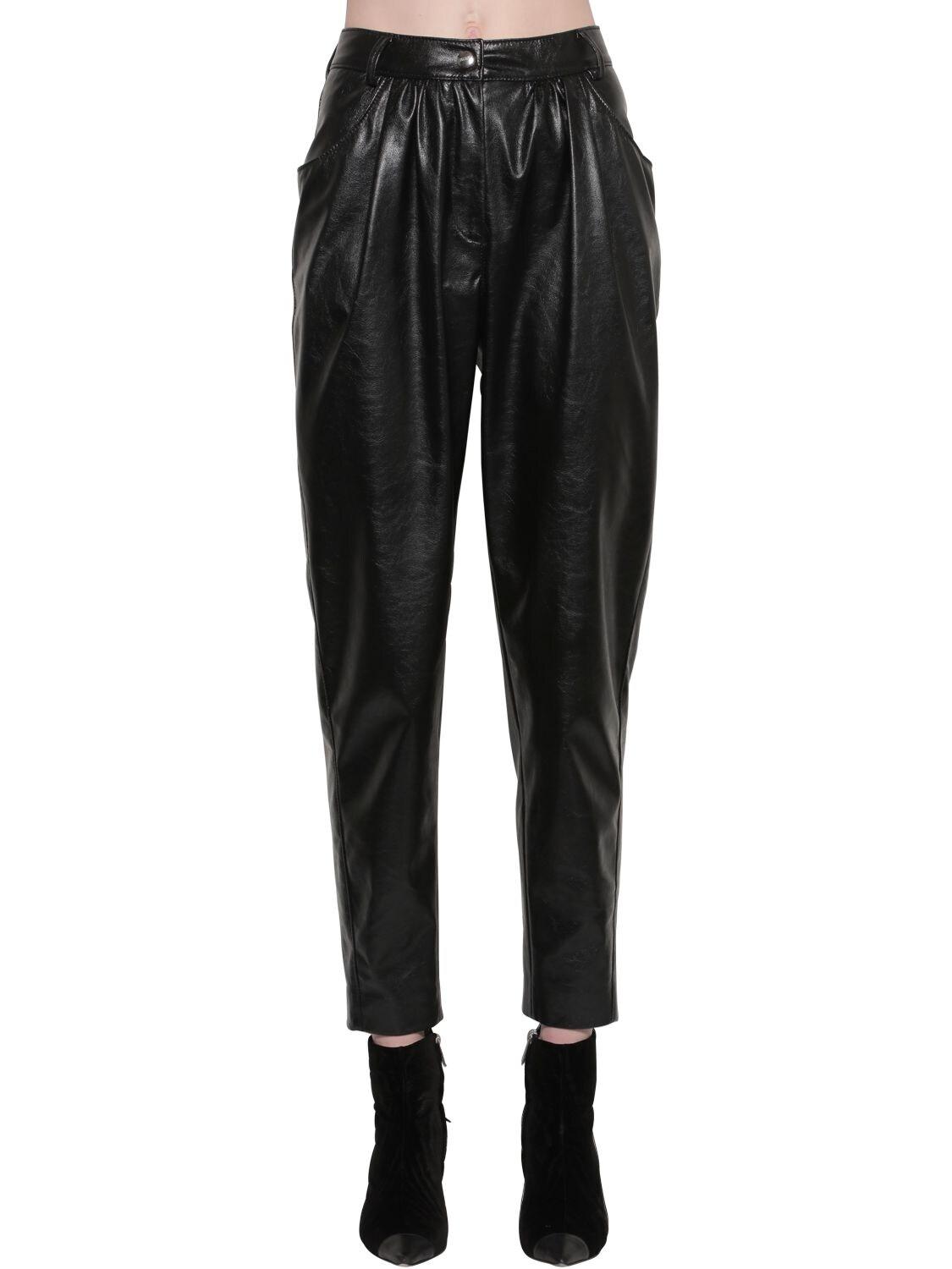 MSGM Straight Leg Faux Leather Pants in Black - Lyst