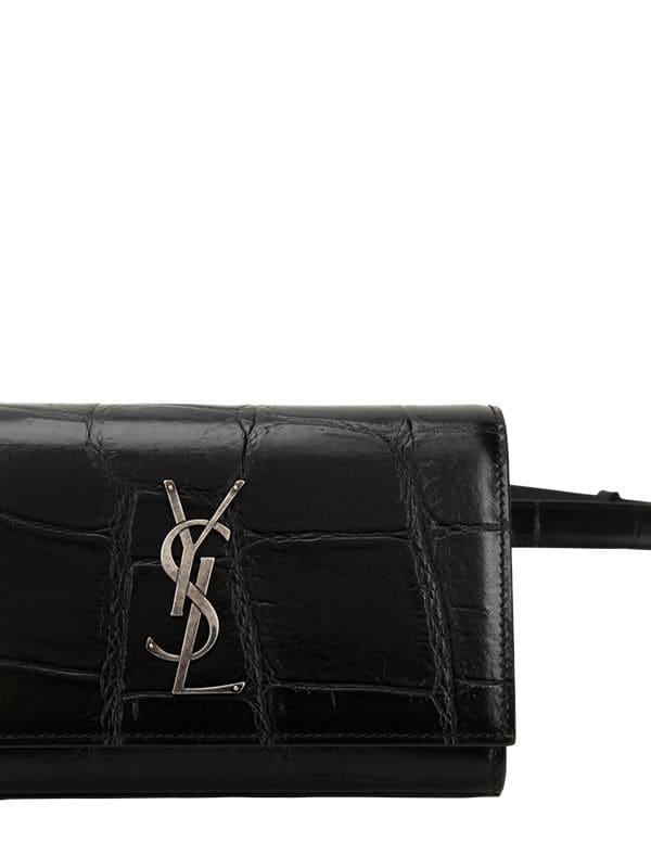 Saint Laurent Kate Belt Bag In Crocodile Embossed Leather