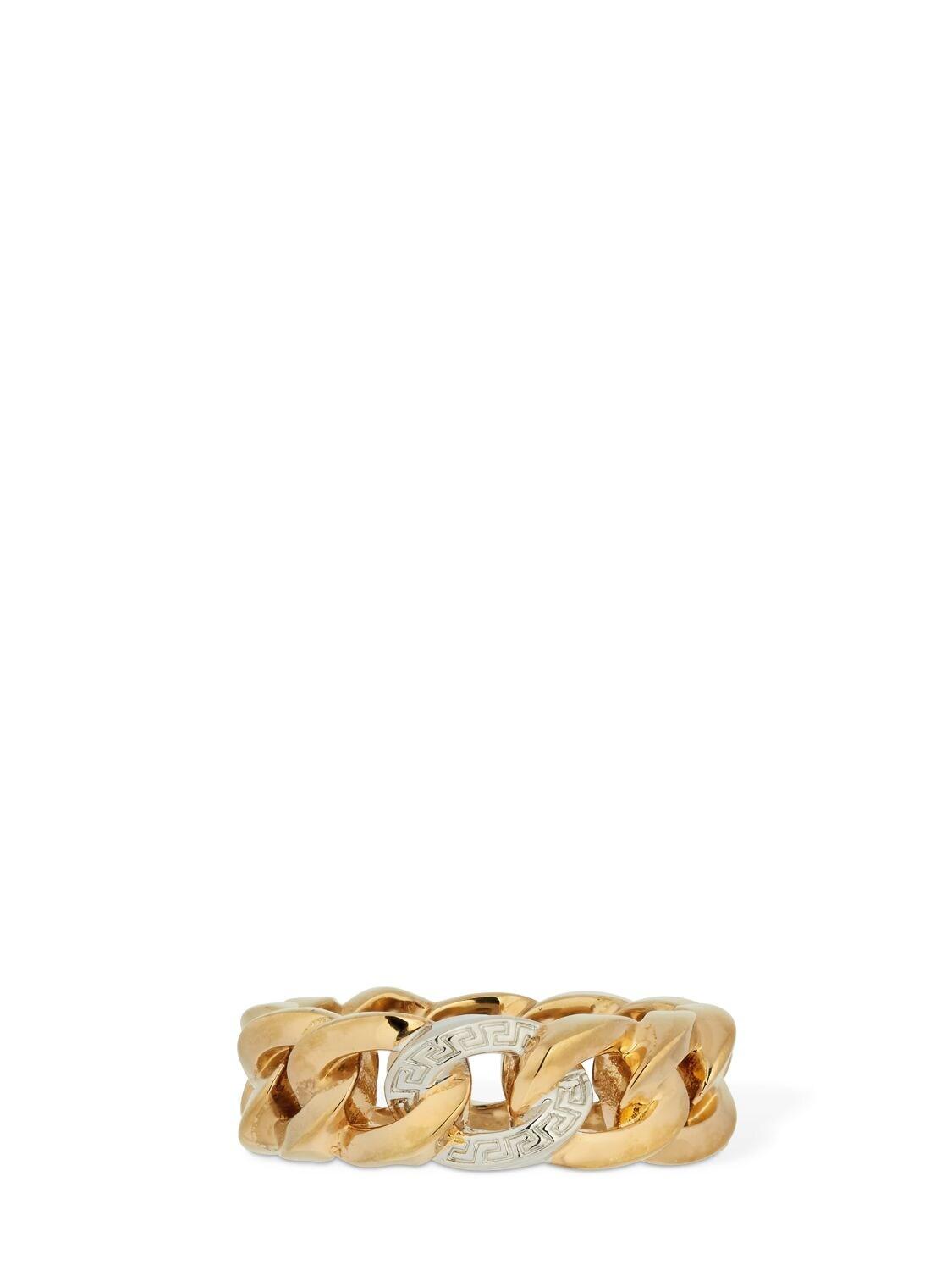 Versace Greek Motif Chained Bicolor Ring in Gold/Silver (Metallic) for Men  - Lyst