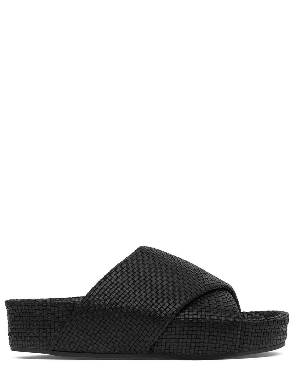 St. Agni 50mm Woven Leather Platform Slides in Black Lyst