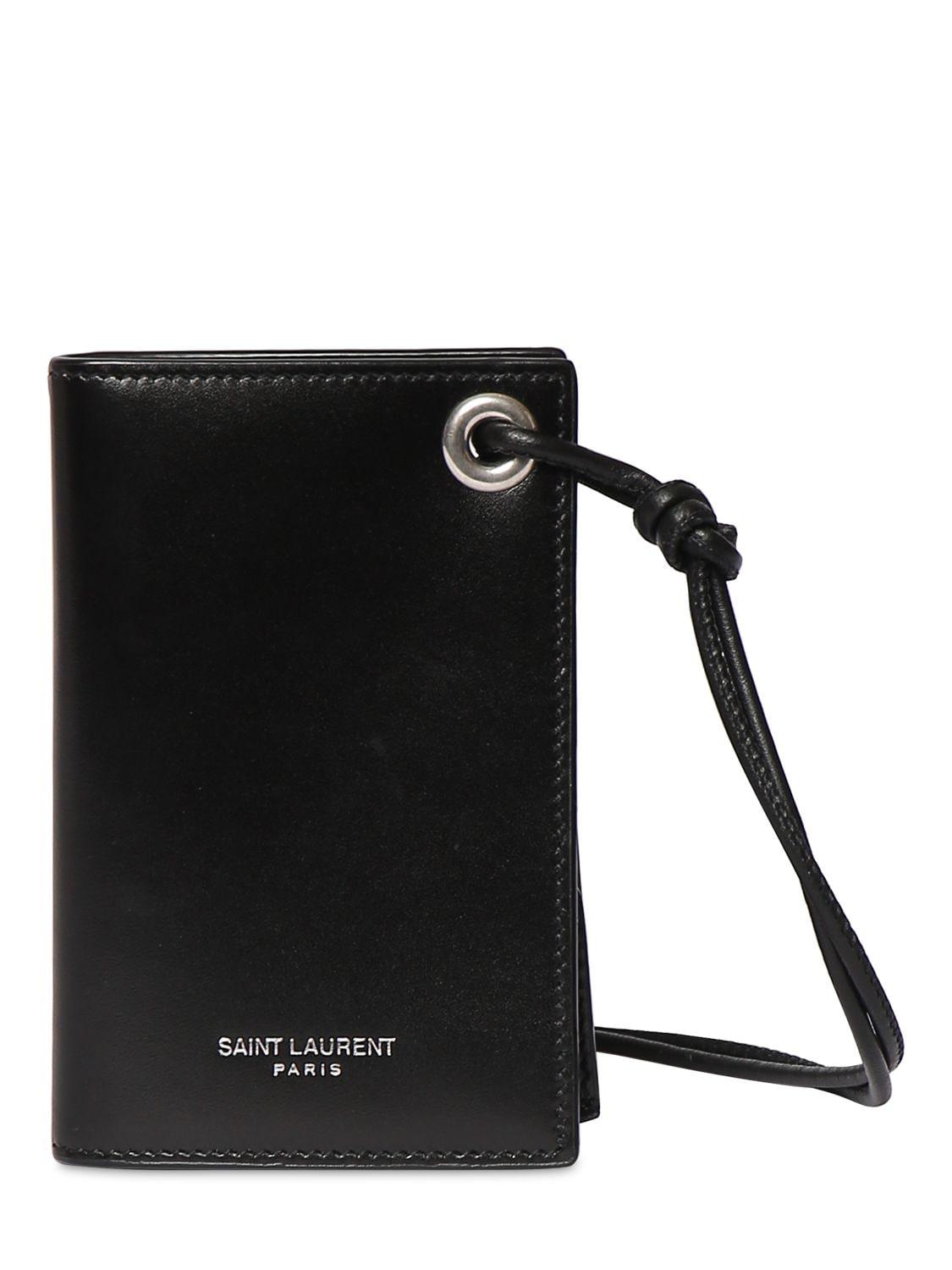 Leather Card Holder in Black - Saint Laurent