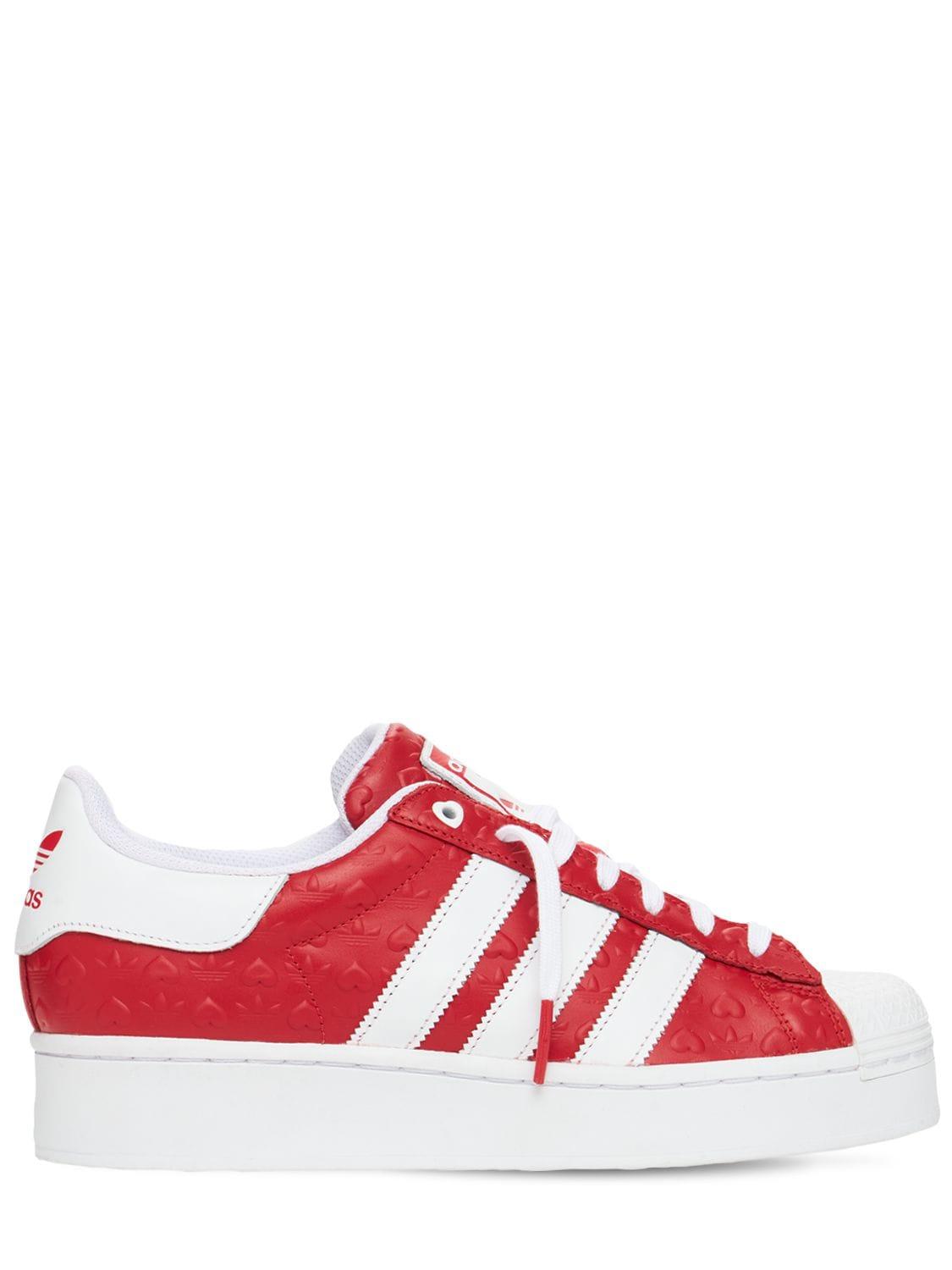 adidas Originals Leather Valentines Superstar Bold Sneakers in 