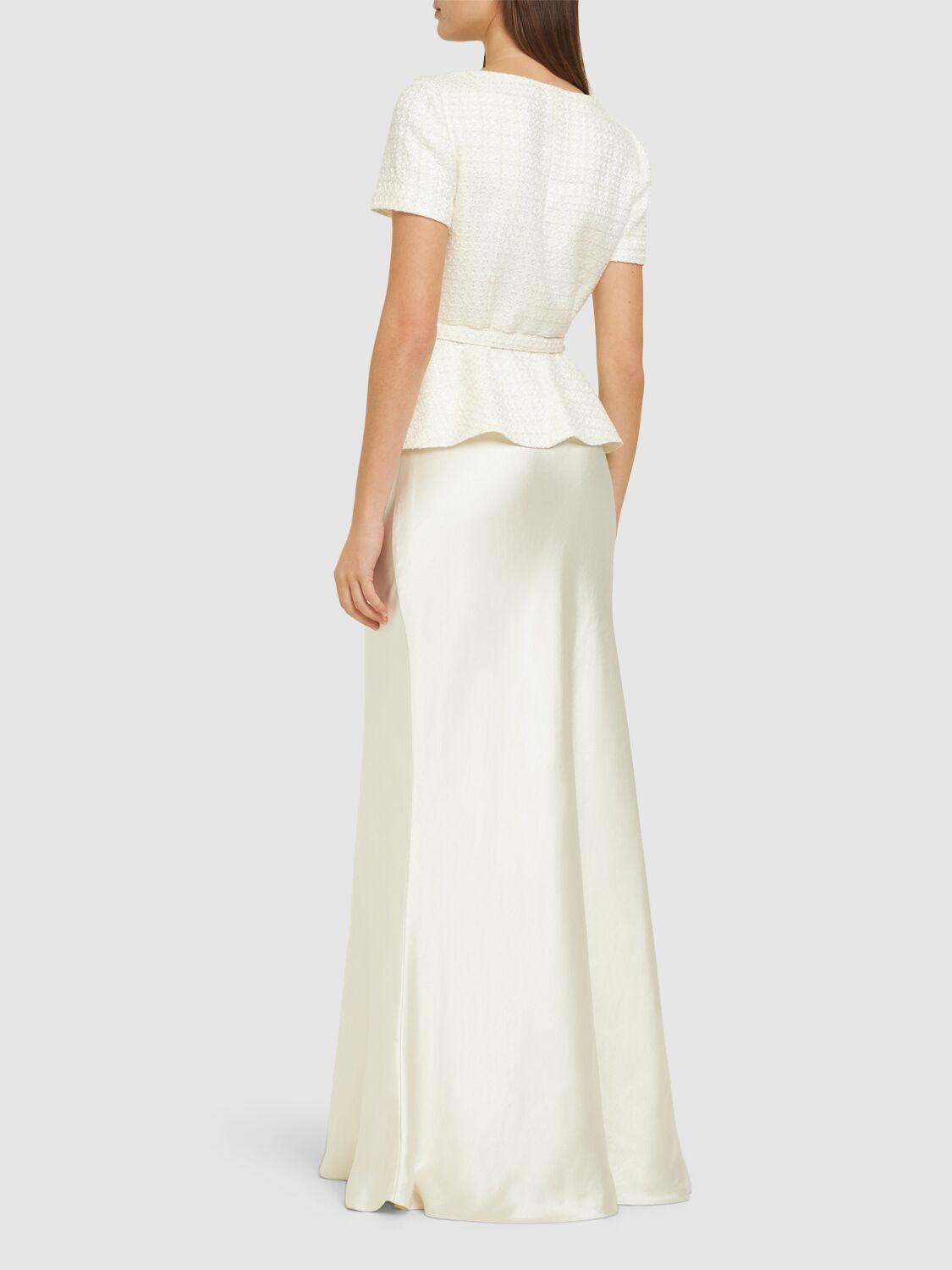 関税込【Self-portrait】ailored crepe maxi dress White Crepe Tailored Maxi Dress – self-portrait-US