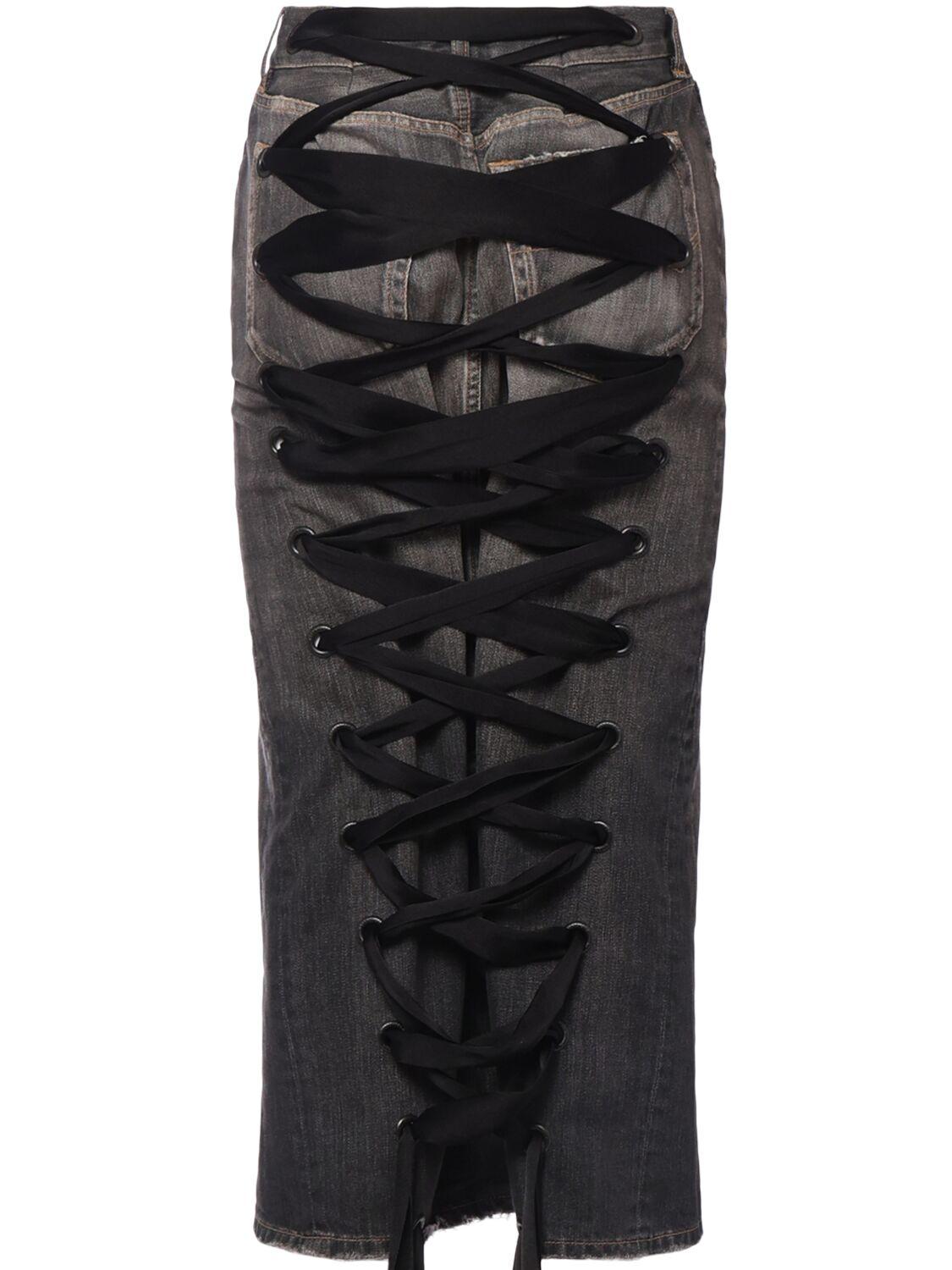 スカート Balenciaga 'Lace Up' denim skirt Balenciaga Lace-Back Denim Midi Skirt | Harrods US