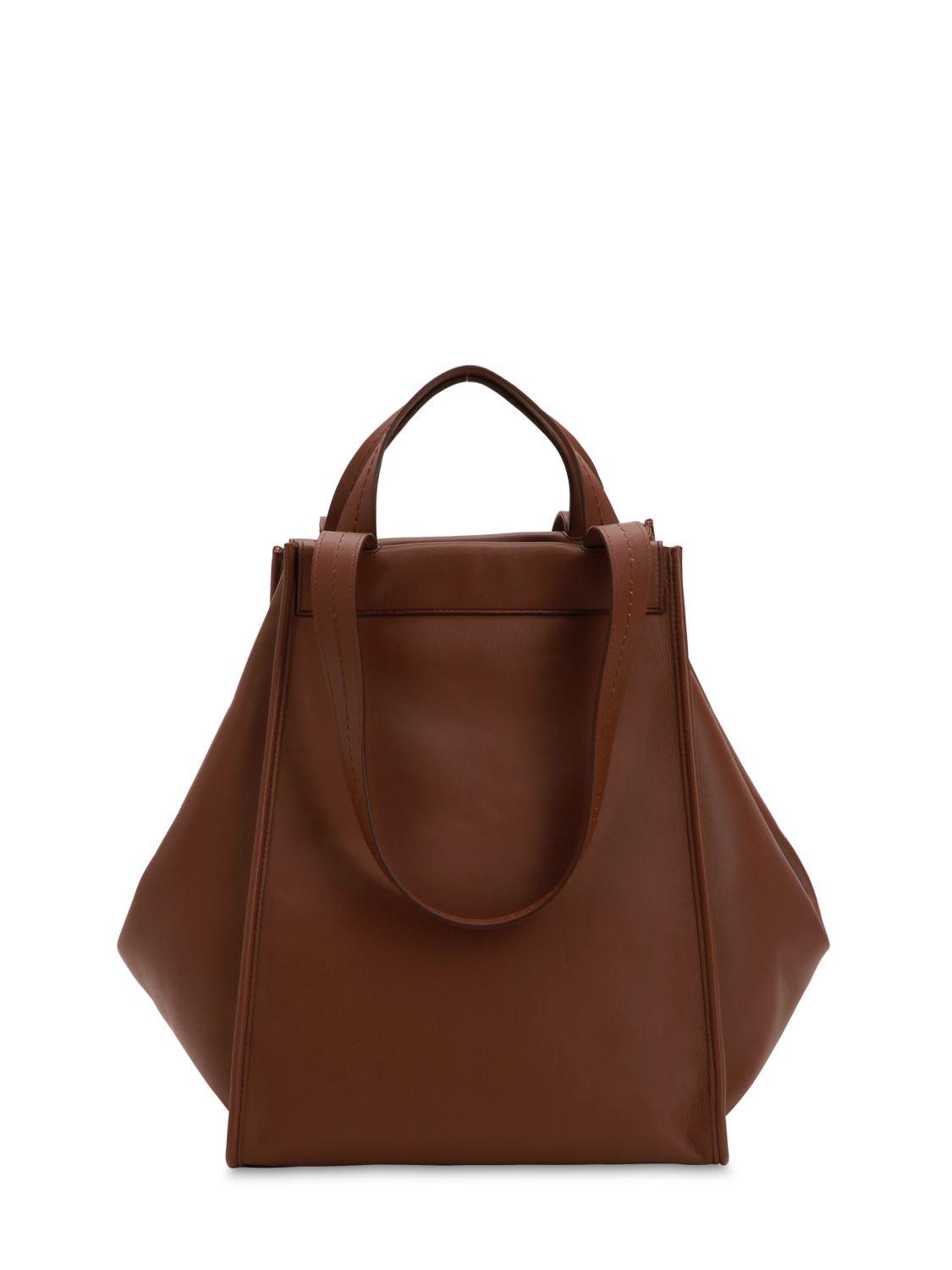 Max Mara Large Reversible Cashmere & Leather Bag in Brown | Lyst
