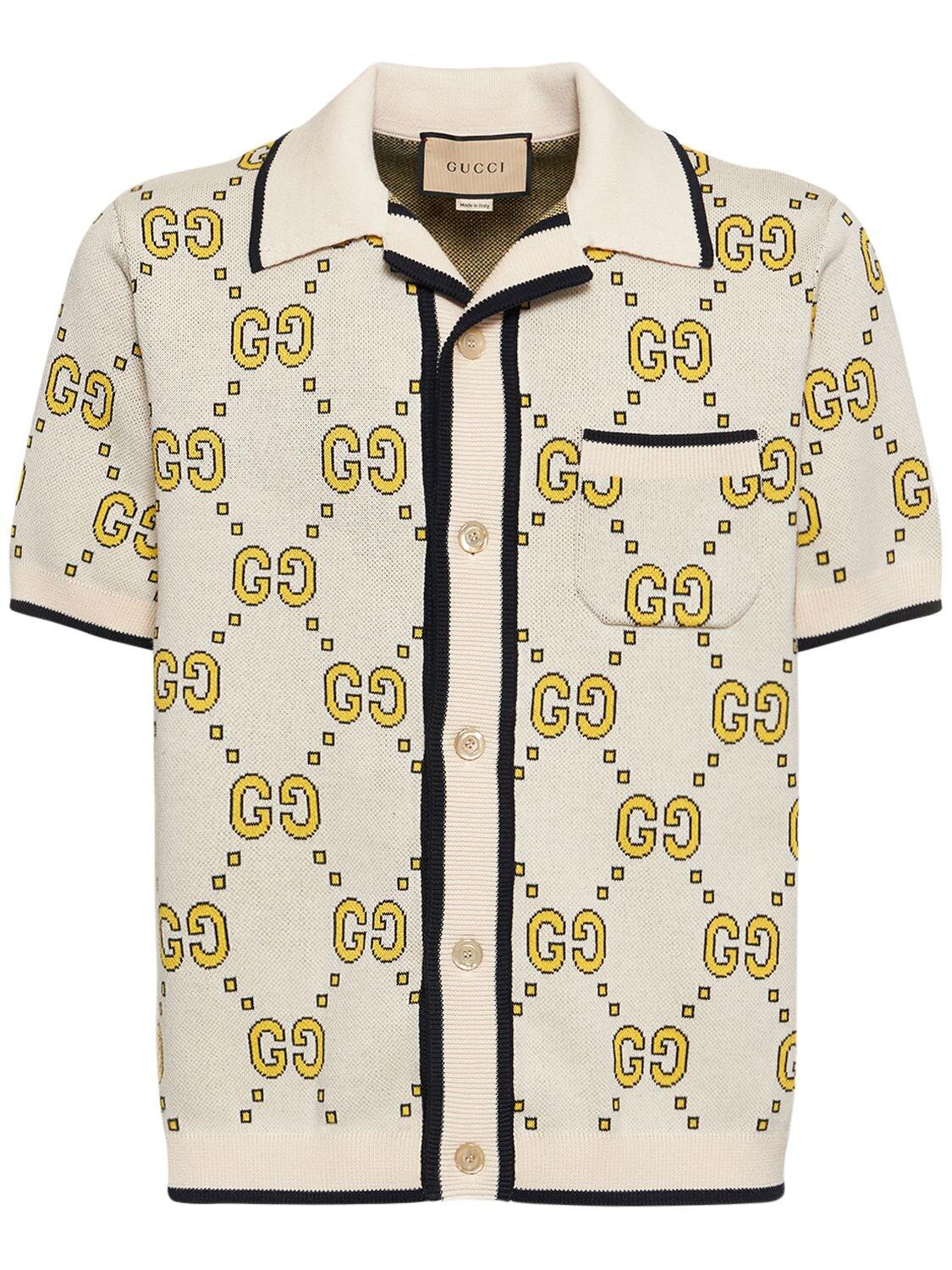 Gucci Maxi gg Cotton Polo in Natural for Men Lyst UK