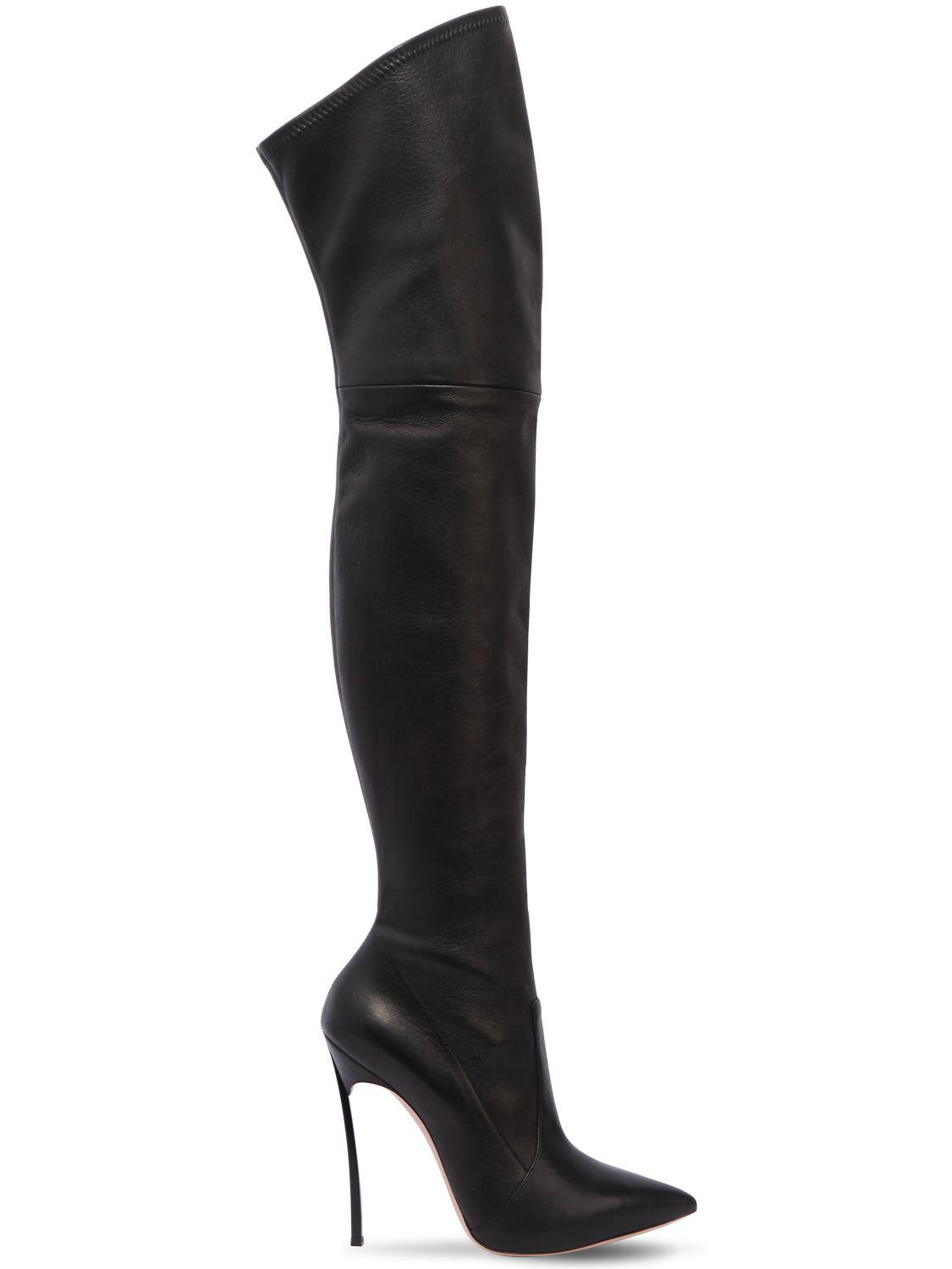Casadei 120mm Blade Stretch Leather Boots in Black - Lyst