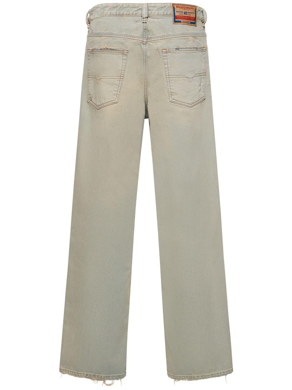 DIESEL D-macro Cotton Denim Straight Jeans in White for Men | Lyst