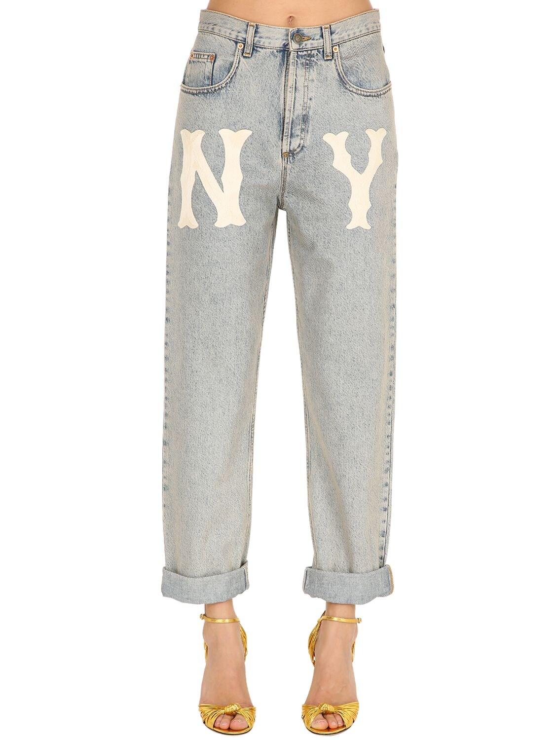 Gucci Washed Denim Jeans W/ Ny Patch in Light Blue (Blue) | Lyst