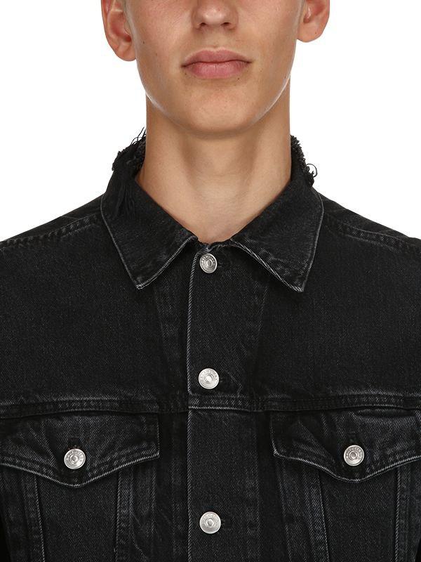 Balenciaga Political Logo Distressed Denim Jacket in Black for Men | Lyst