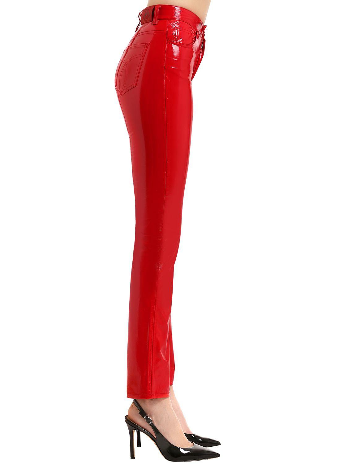 Fiorucci Yves Cigarette Vinyl Pants in Red - Lyst