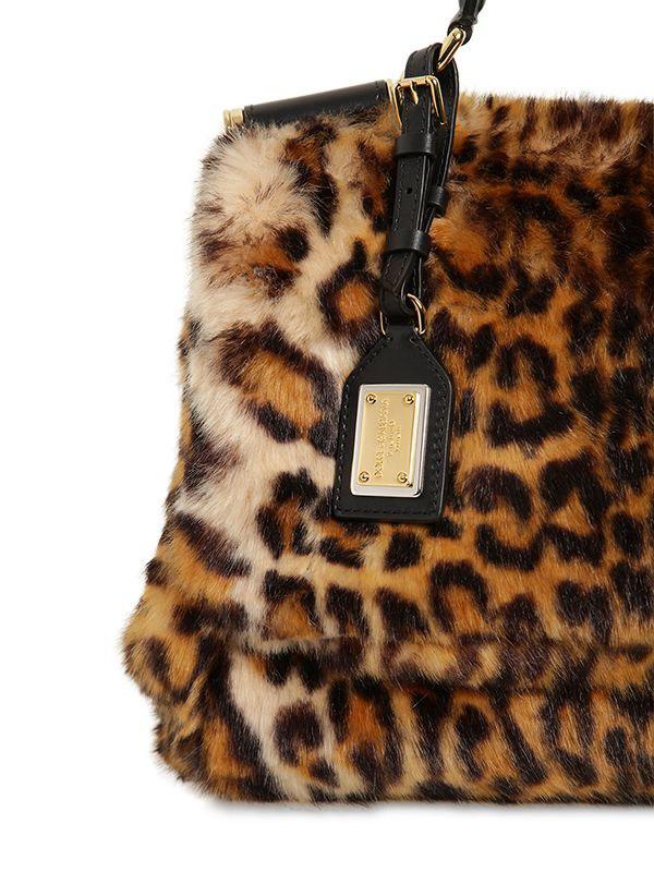 Real Mink Fur Designer Leopard Print Handbag Mini Shell Bag