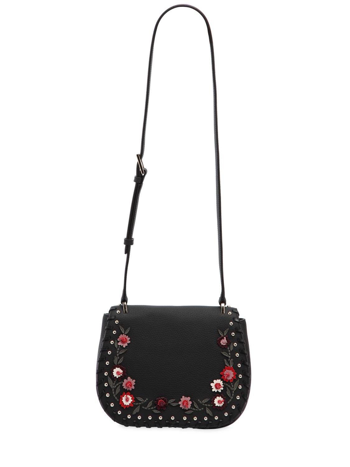 Kate Spade Tressa Floral Appliqués Leather Bag in Black | Lyst