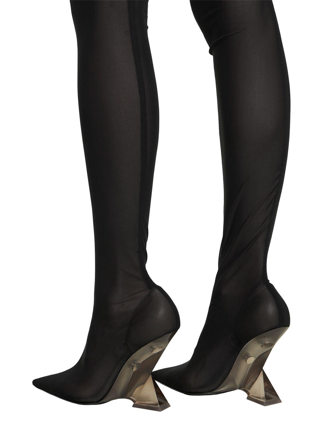The Attico 105mm Cheopissima Nylon Thigh High Boots in Black