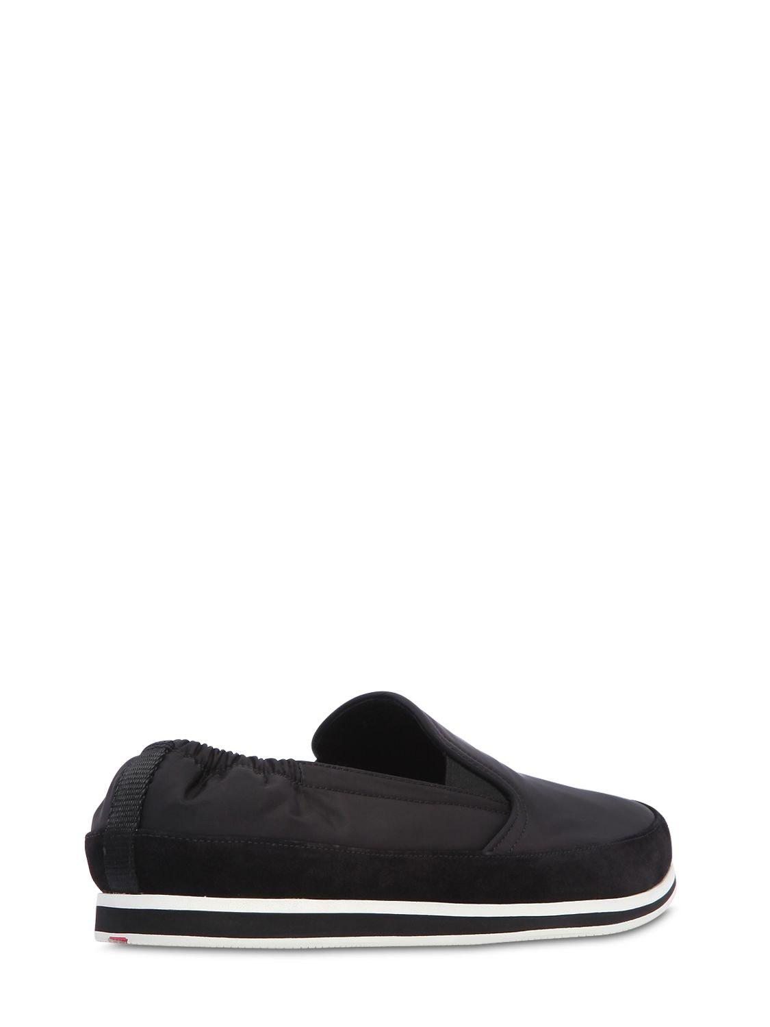 prada nylon slip on sneakers