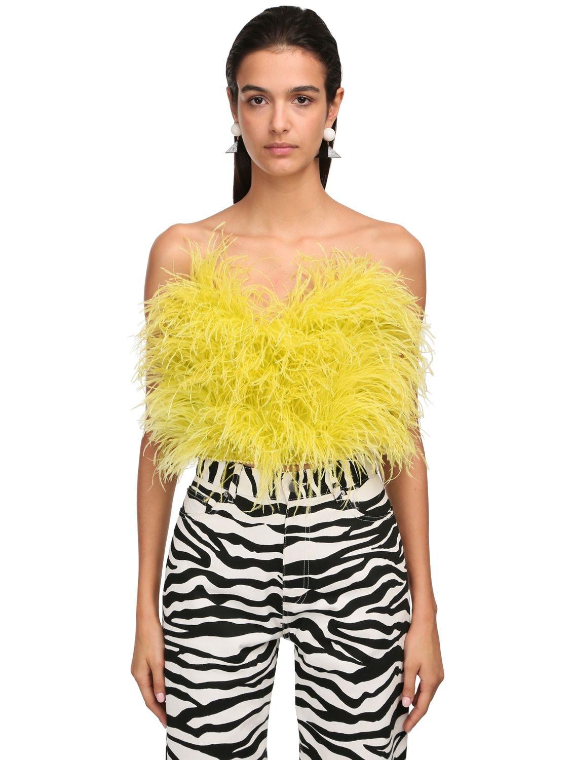 Top Con Piume Di Struzzo di The Attico in Giallo | Lyst