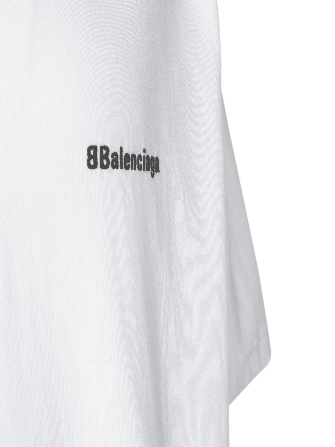 Balenciaga Logo Embroidery Cotton T-shirt in White for Men | Lyst