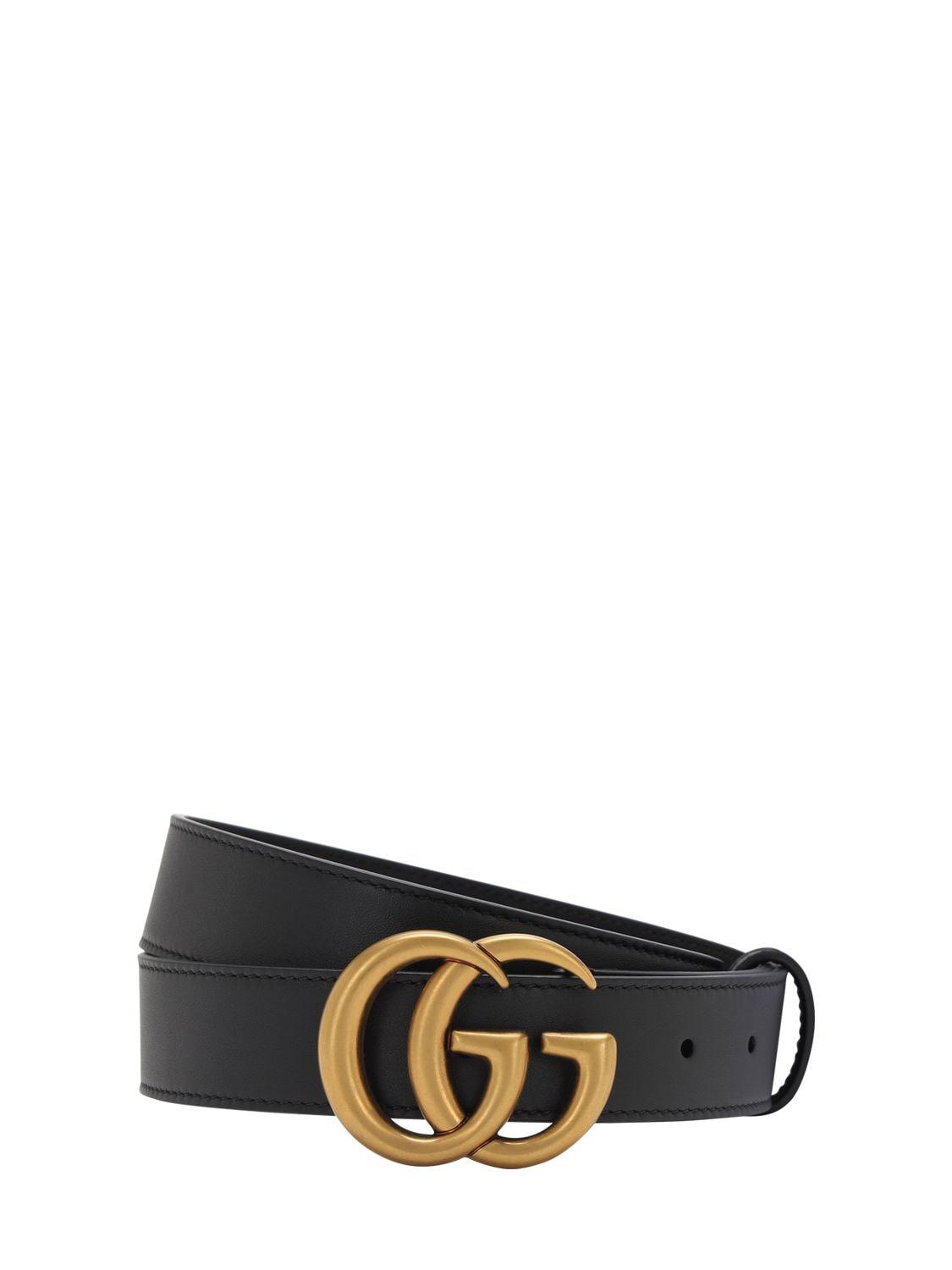gucci leather belt with double g buckle