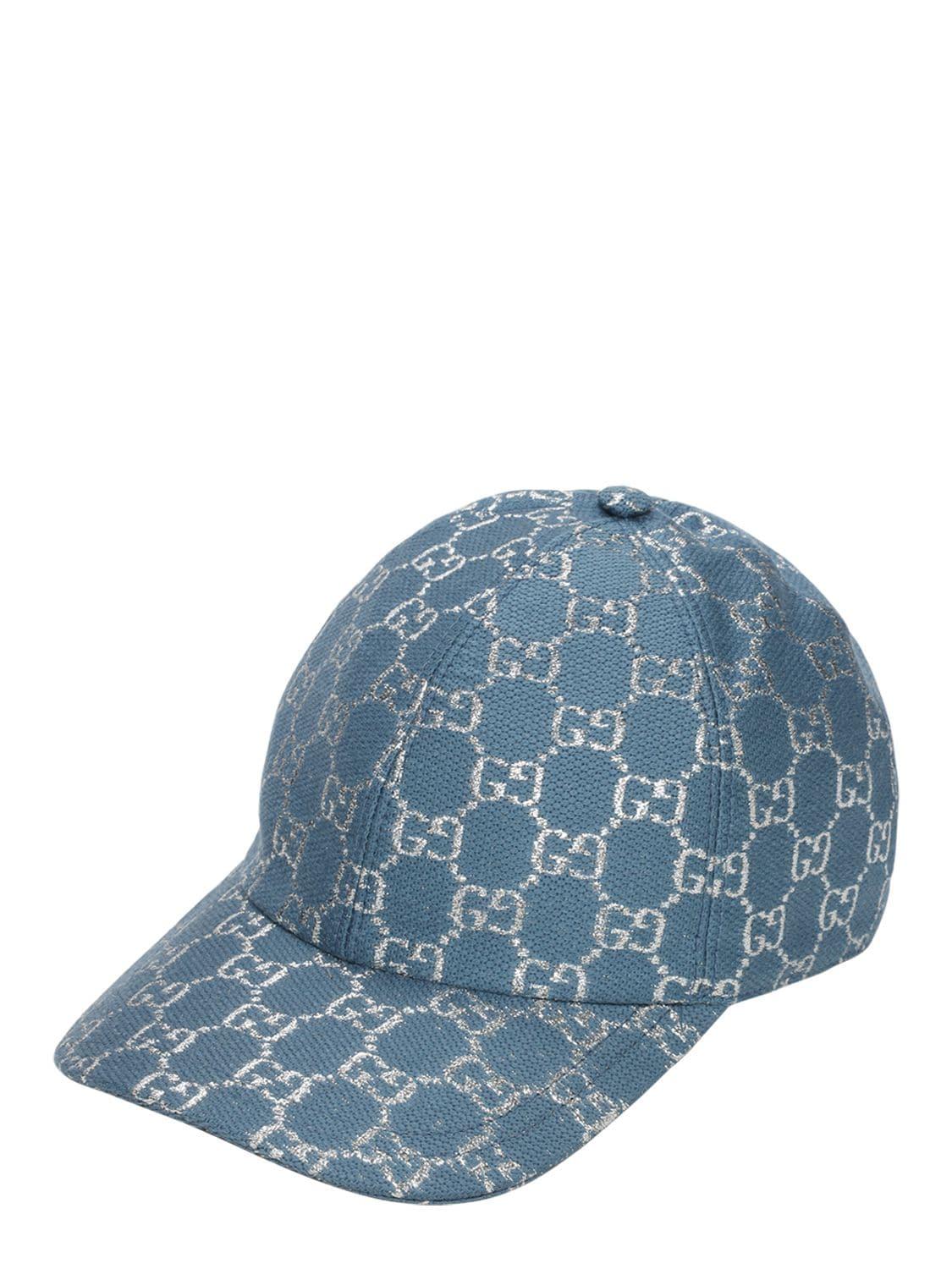 Gucci GG Lamé Baseball Hat in Turquoise Blue (Blue) | Lyst