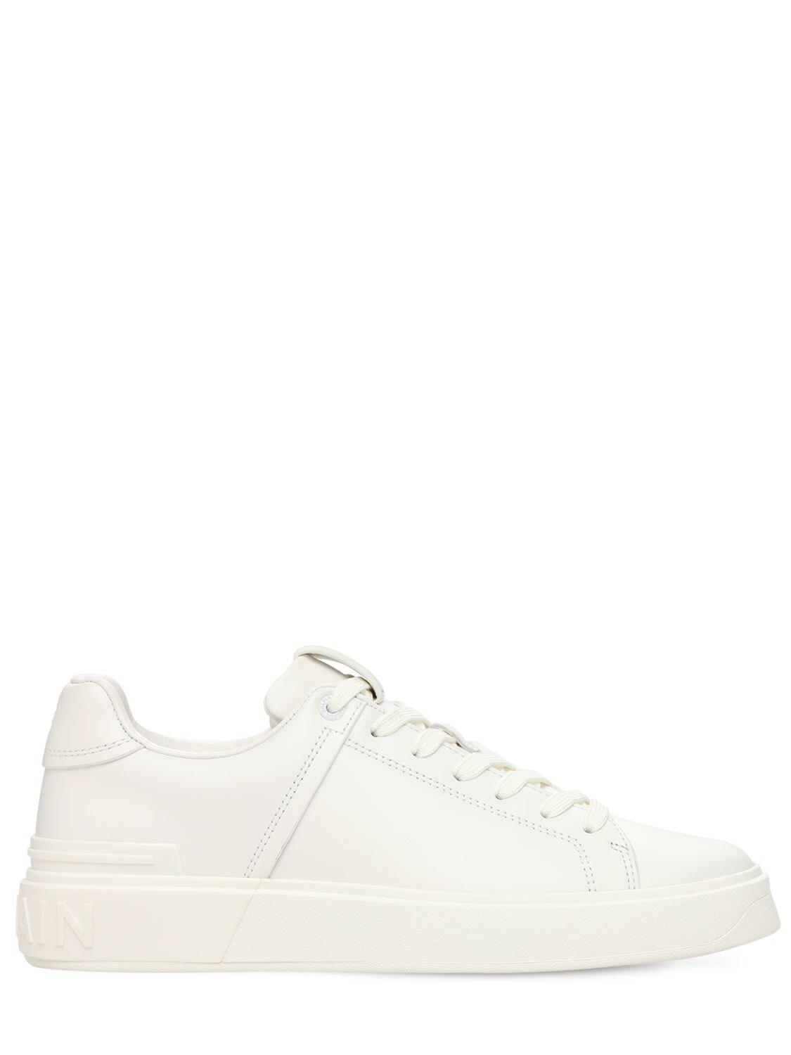 Balmain 20mm B Court Classic Leather Sneakers in White | Lyst