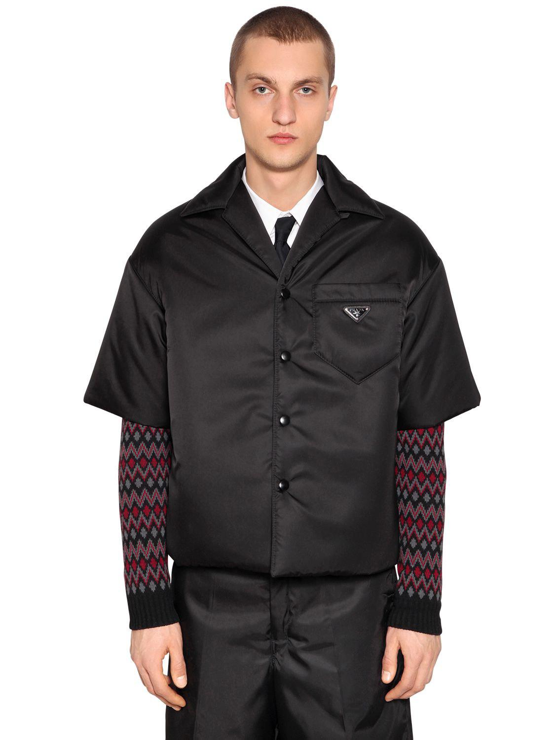 Prada Nylon Gabardine Bowling Shirt Jacket in Black for Men