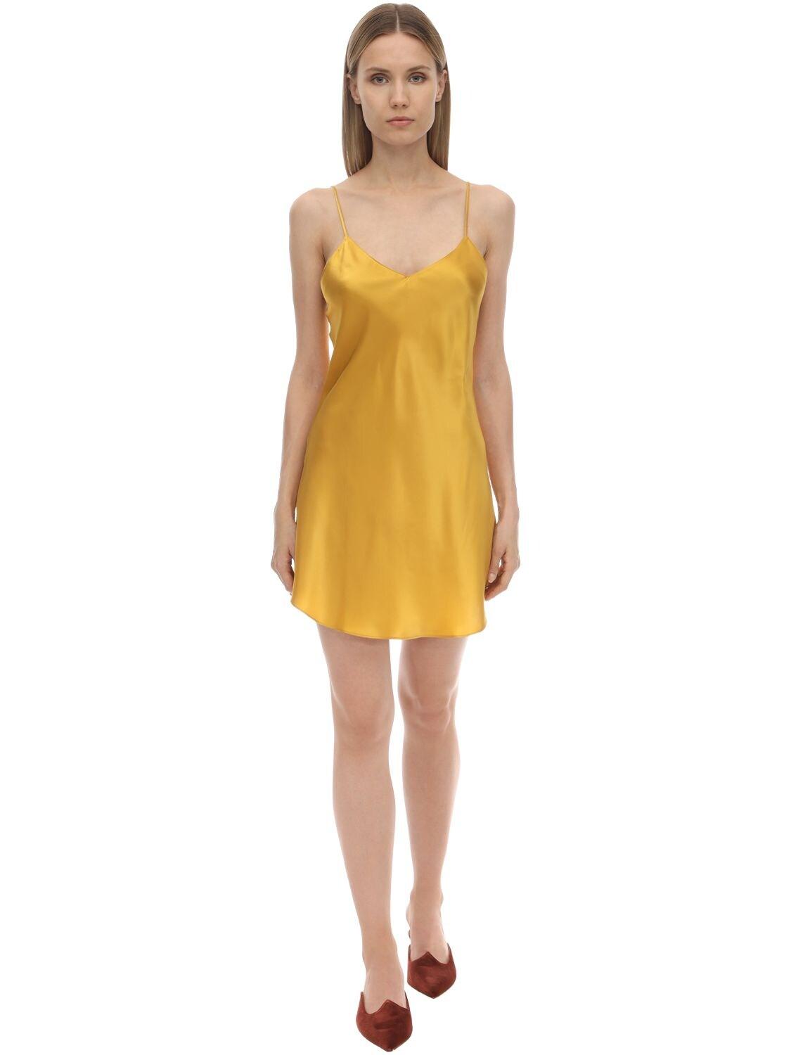 Luna di Seta Silk Slip Dress in Yellow - Lyst
