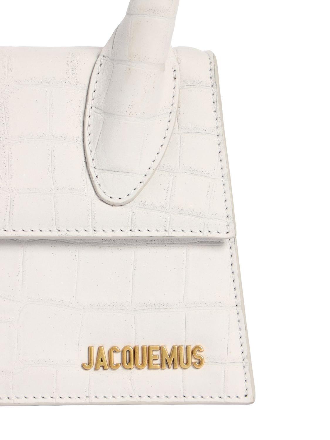 Jacquemus Leather Le Chiquito Moyen Croc Embossed Bag in White | Lyst