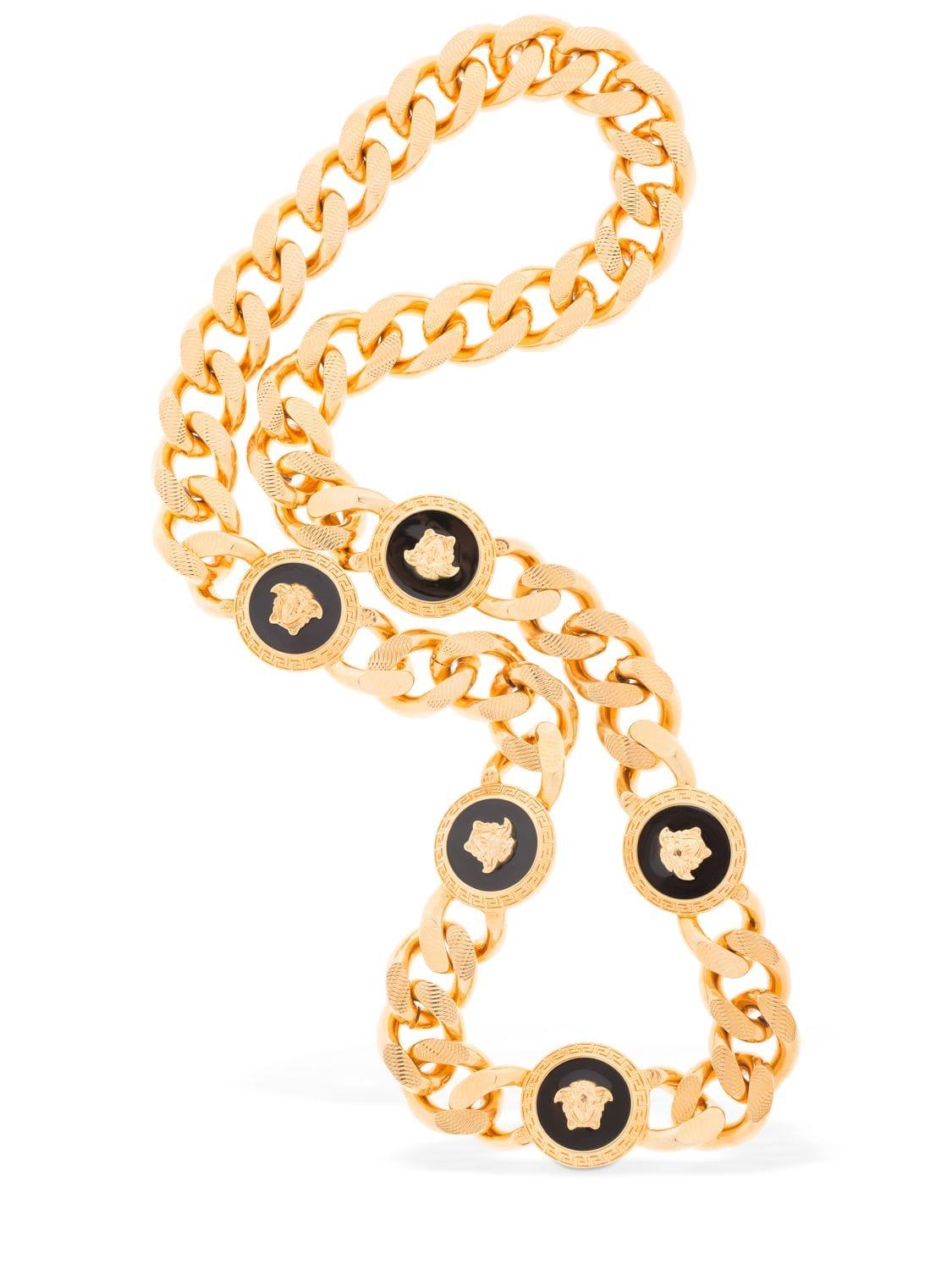 Versace Chunky Medusa Chain Necklace in Gold/Black (Metallic) for 