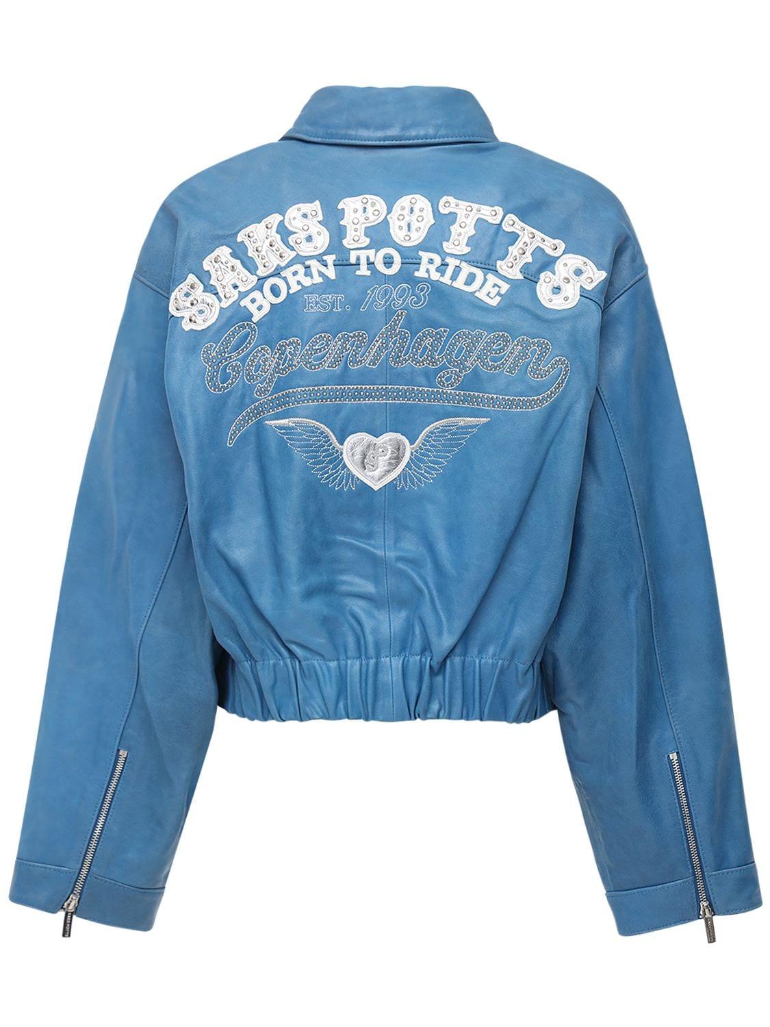 Saks Potts Diable Embellished Leather Jacket in Blue | Lyst Canada