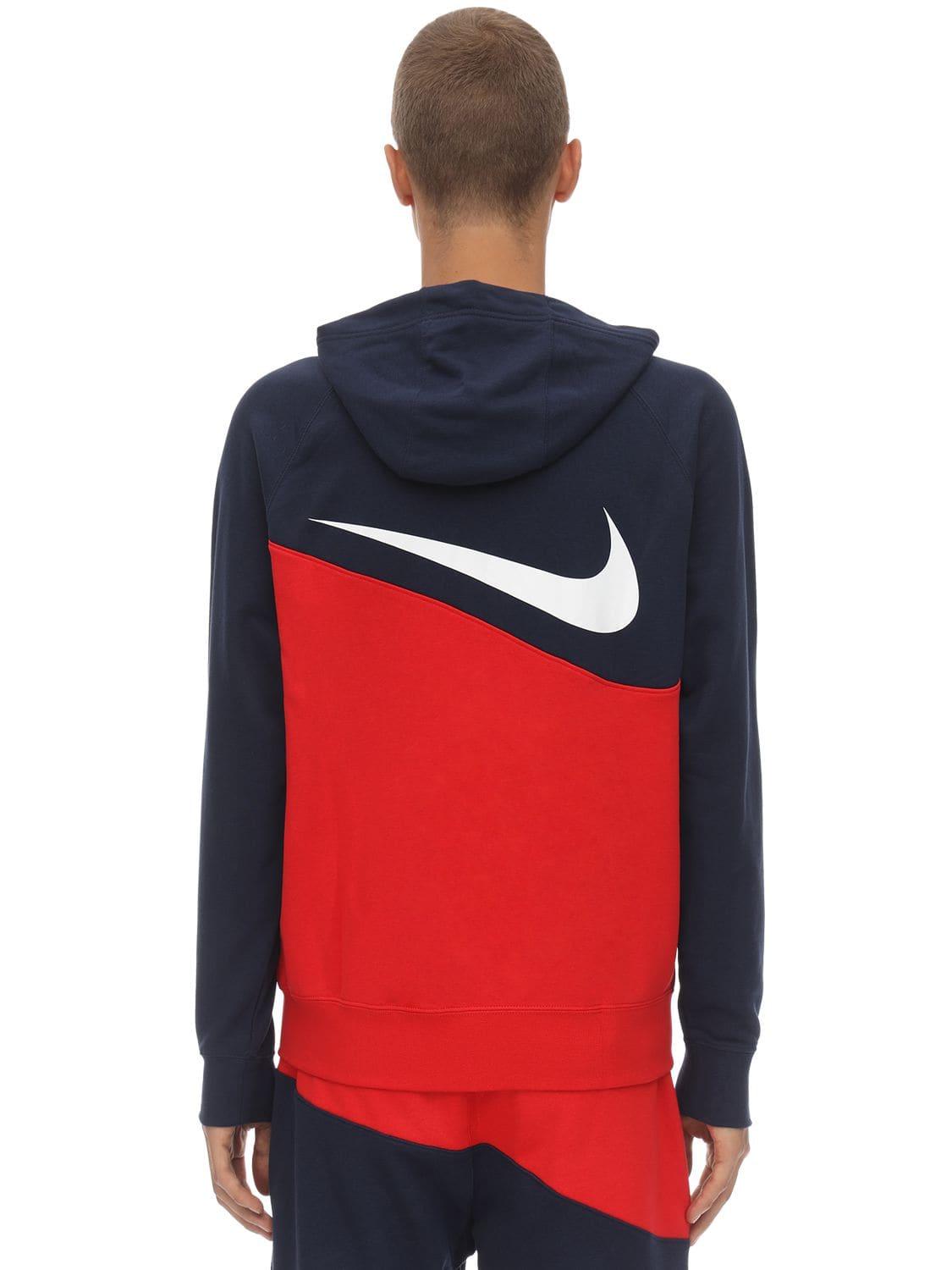 Nike Nsw Swoosh Fz Ft Cotton Blend Hoodie in Red/Navy (Blue) for 