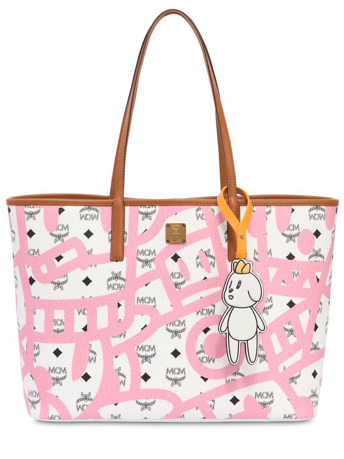 pink faux leather tote