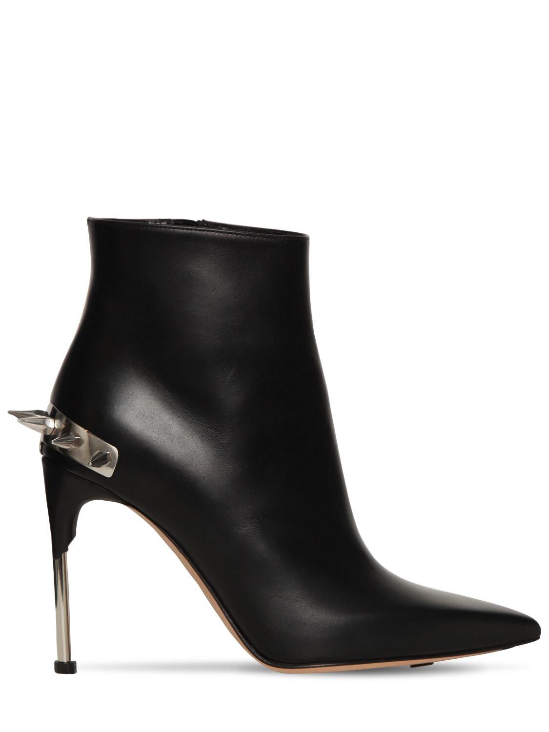 Alexander McQueen Embellished Leather Ankle Boots in Black - Save 23% ...