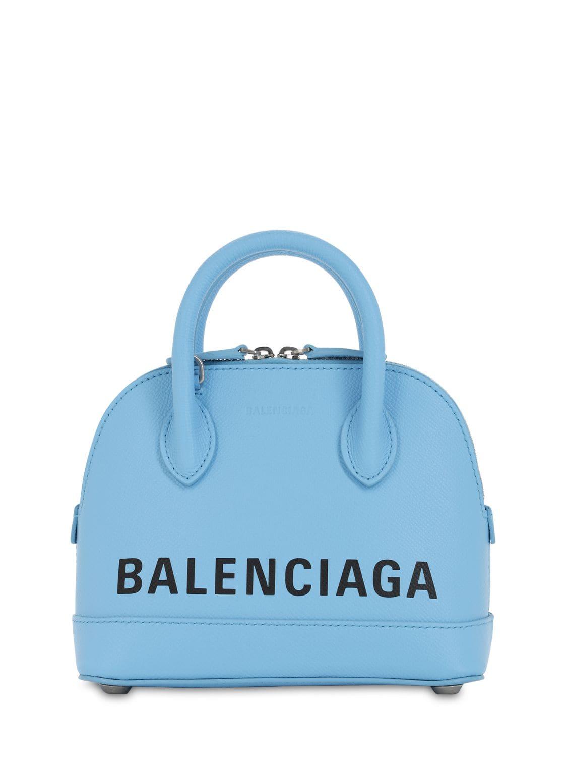 Balenciaga Logo Ville Bag Leather Small Blue 21348436