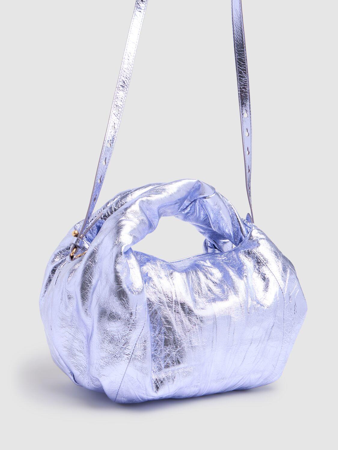 Dries Van Noten★シワ加工 メタリックツイストハンドバッグ Dries Van Noten ツイスト メタリックレザー トップハンドル