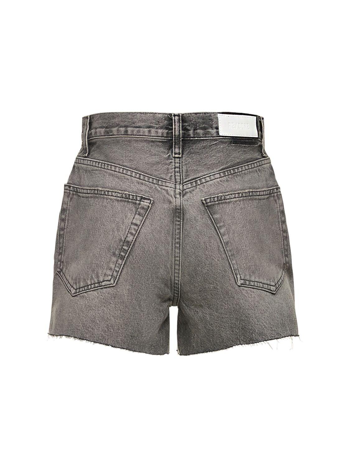 RE/DONE 50s Raw Cuff Cotton Denim Shorts in Grey | Lyst UK