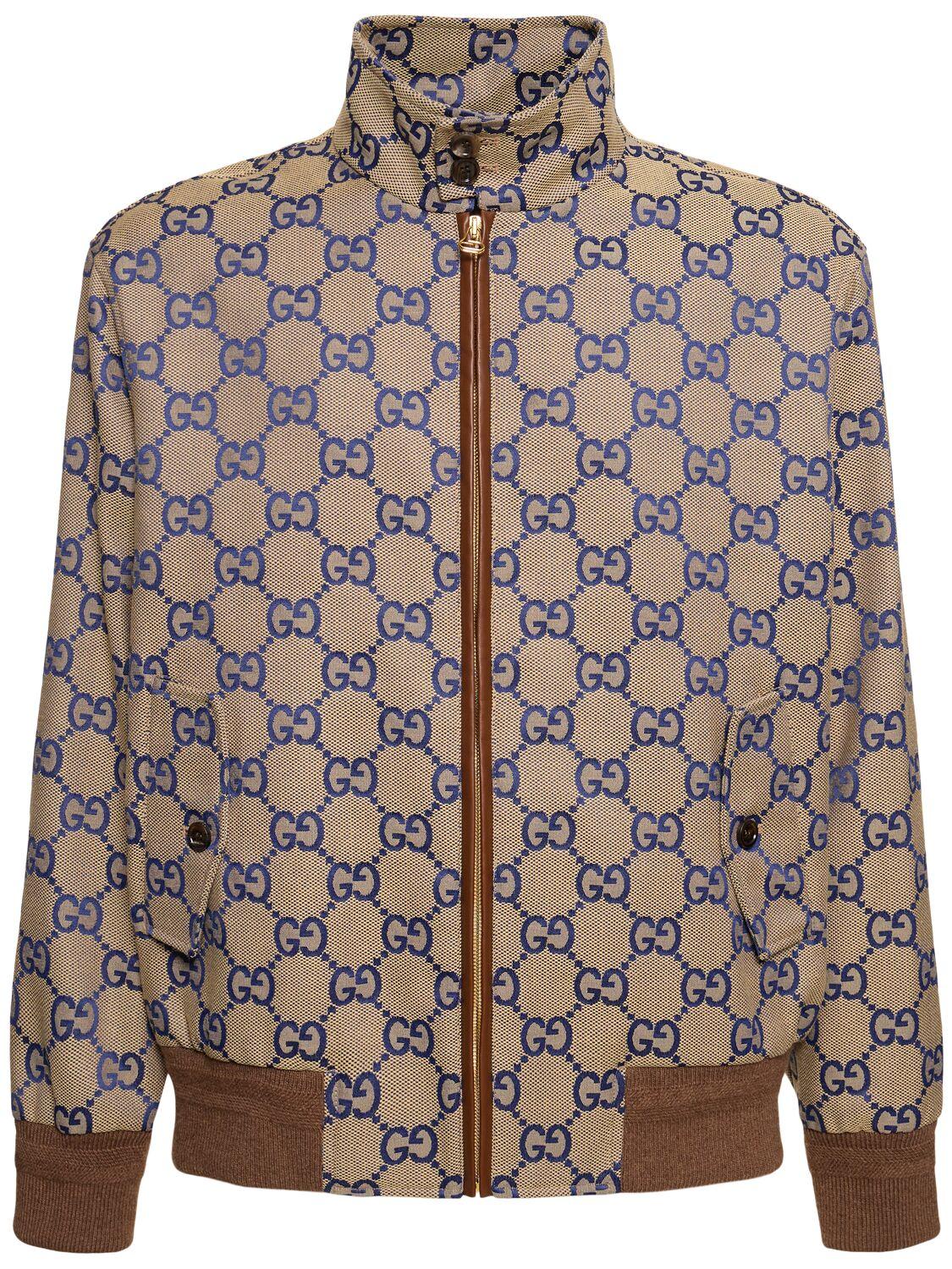 ジャケット GUCCI FULL-ZIP JACKET IN GG CANVAS GG canvas jacket in camel and dark brown | GUCCI® UK