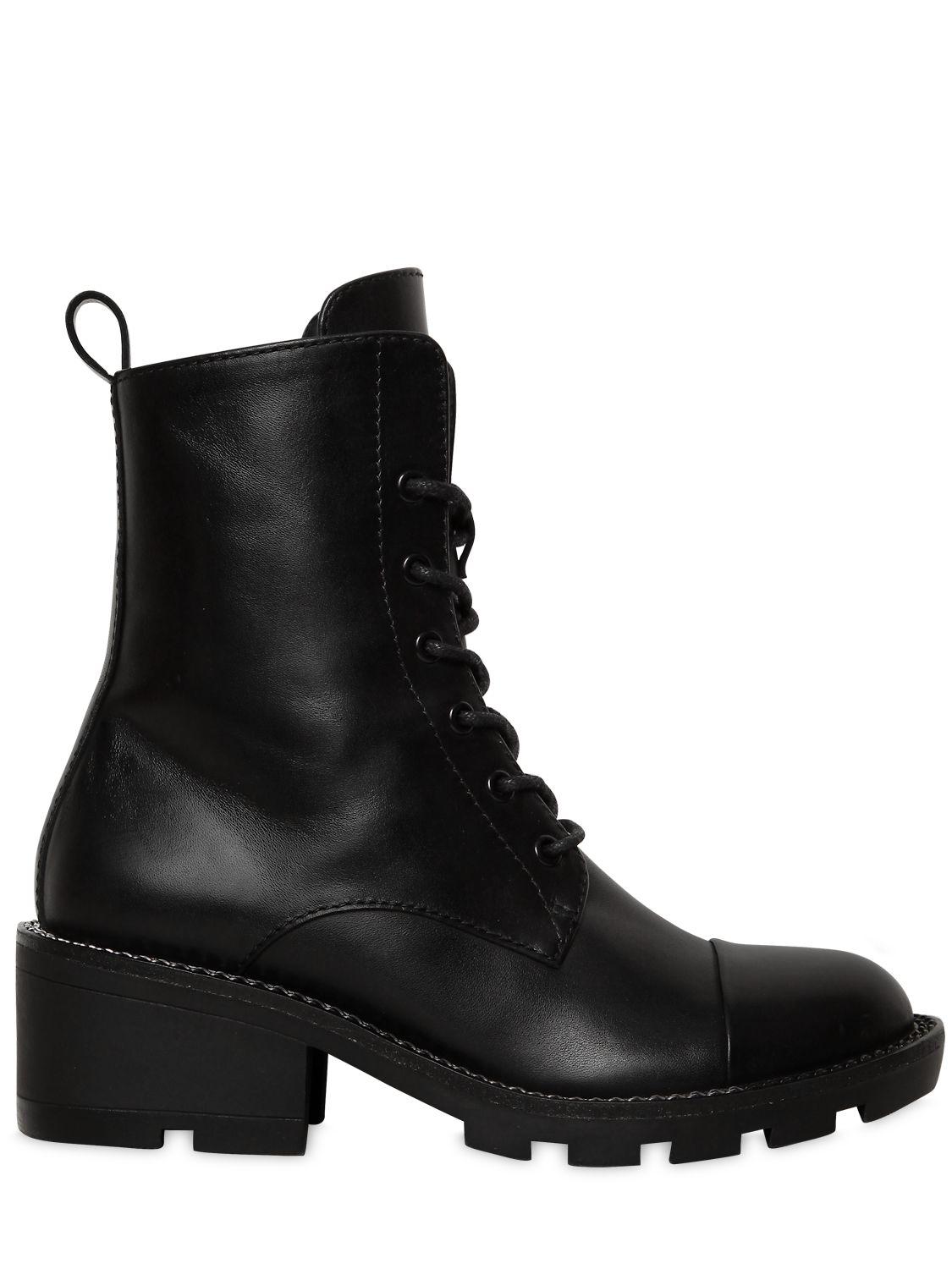Kendall + Kylie 30mm Park Chained Leather Combat Boots in Black - Lyst