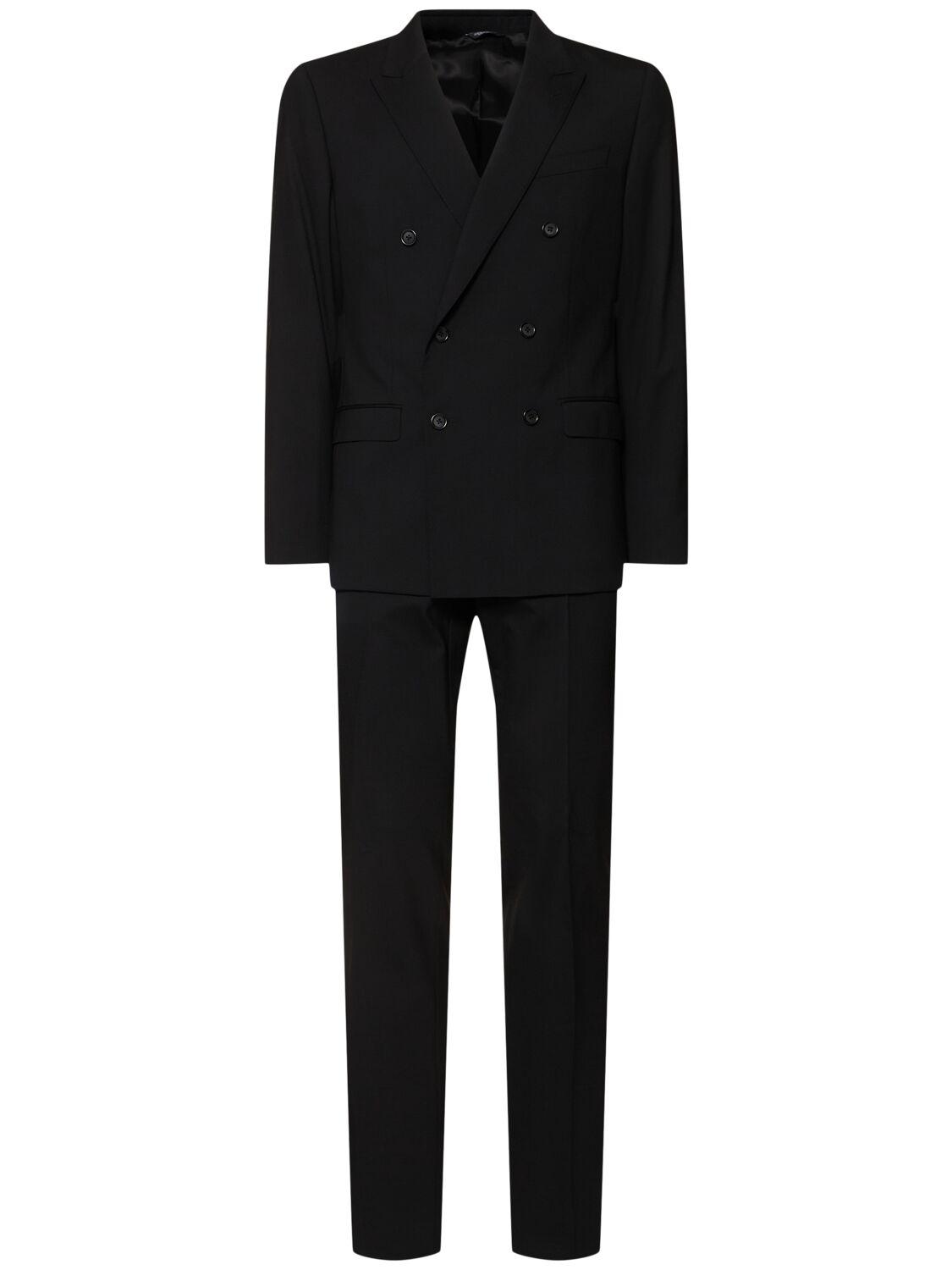 Dolce & Gabbana メンズ ブラック ストレッチウールダブルツーピース 