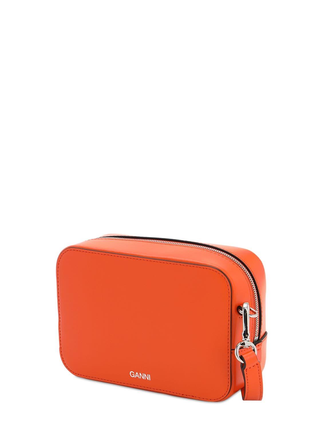 Ganni Textured Leather Bag in Orange | Lyst