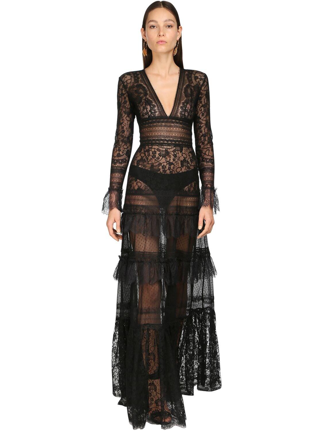 Zuhair Murad Lace Long Dress in Black 