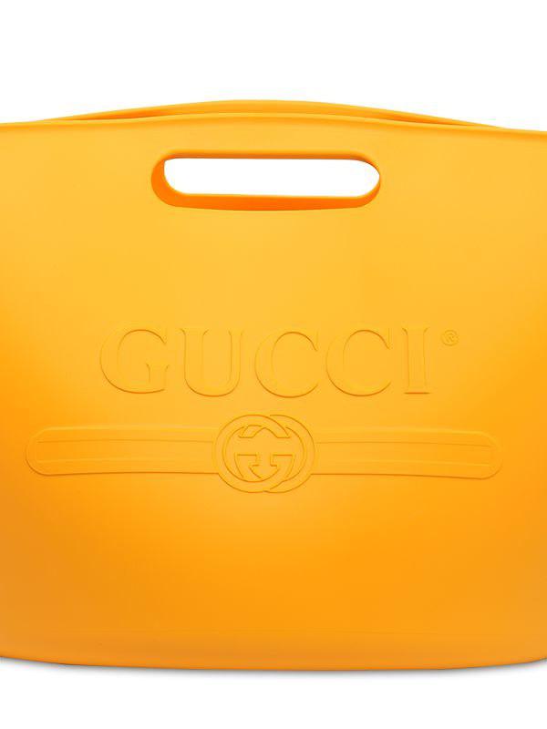 gucci yellow logo rubber tote