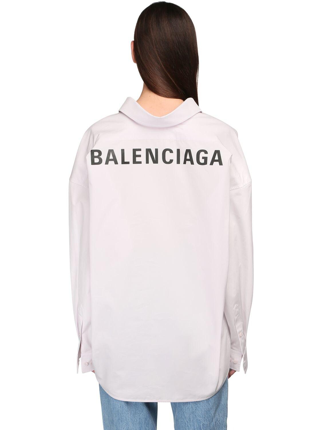 Balenciaga Cotton Poplin Shirt W/ Back Logo in Pink | Lyst