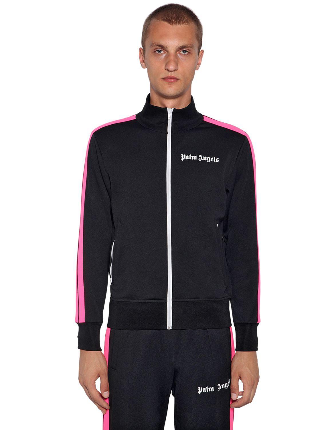 Palm Angels Printed Tech Jersey Track Jacket in Black for Men | Lyst