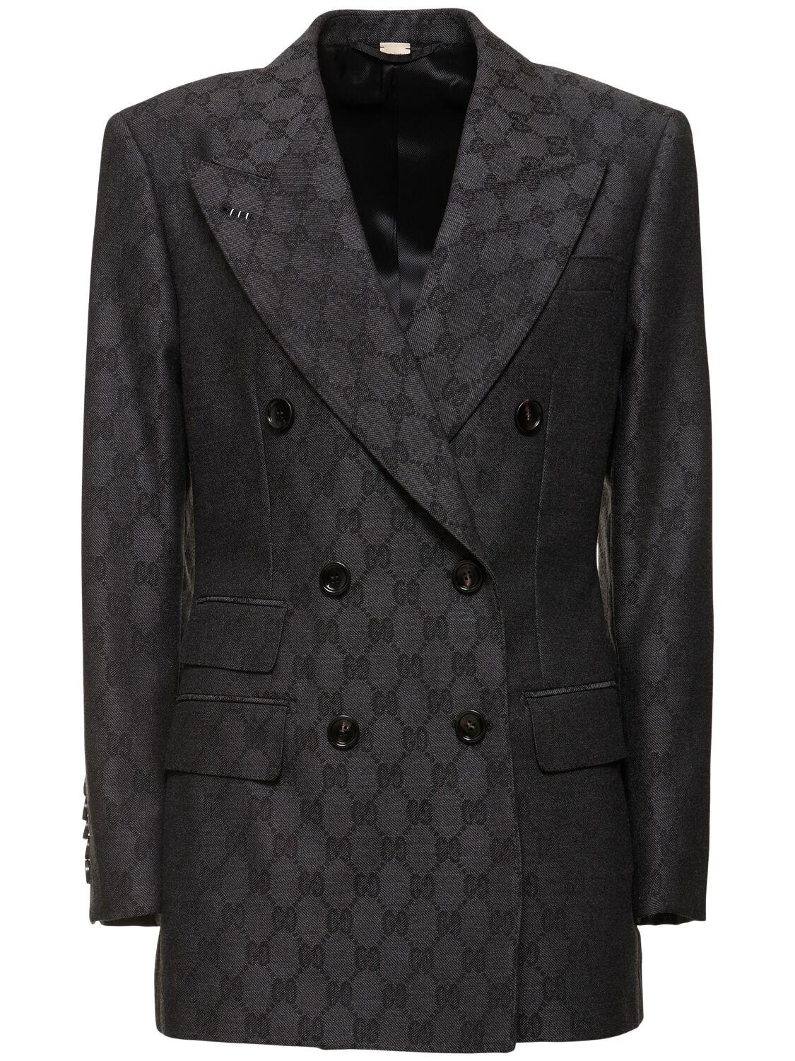 Gucci レディース ブラック Gg ウールジャカードブレザー ジャケット