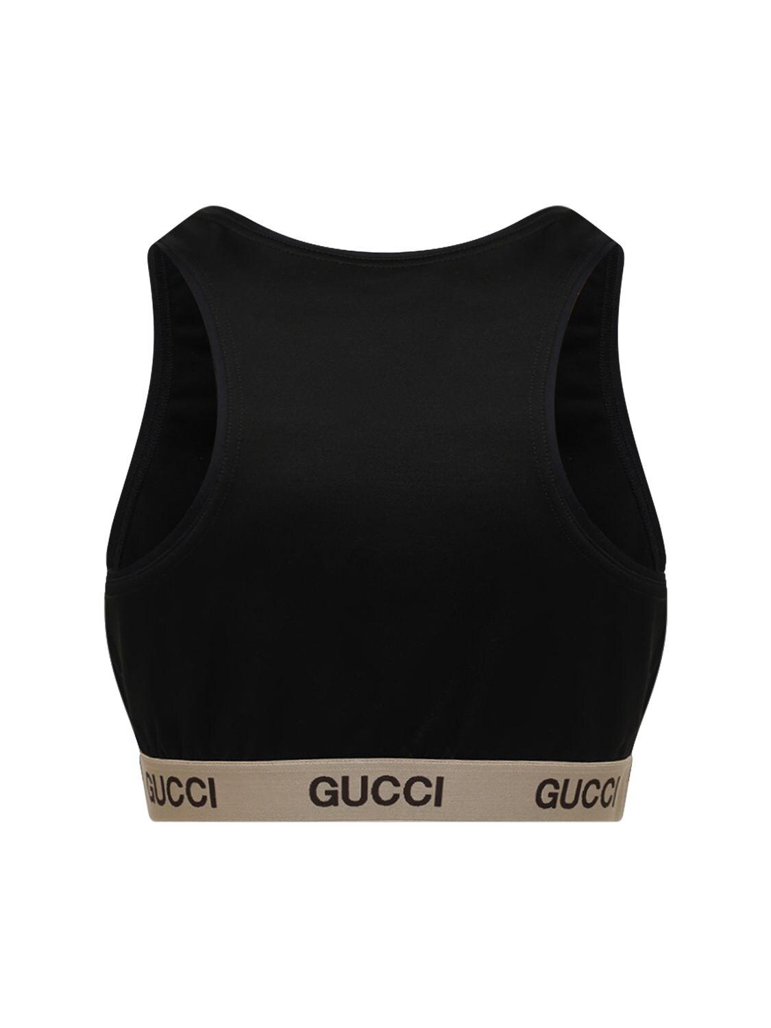 Gucci The North Face Technical Jersey Crop Top in Black | Lyst
