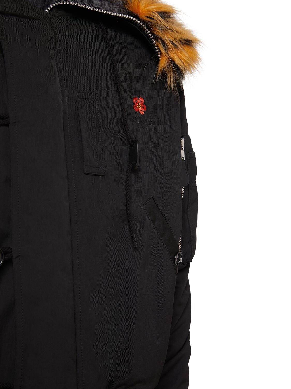 KENZO Short Puffer Parka W Faux Fur Hood in Black for Men Lyst UK